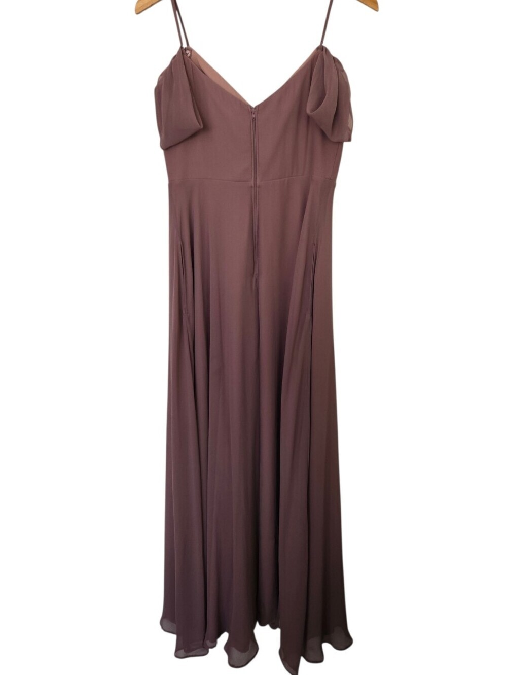 🌸 Birdy Grey Mauve Chiffon Bridesmaid Dress | Romantic Flutter Sleeve Midi Maxi - Picture 4 of 6